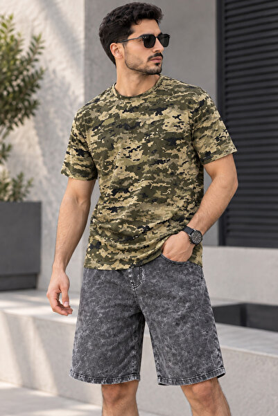 PENTHİLUS Tricou bărbătesc cu imprimeu pe ambele părți, spălat în stil retro,...