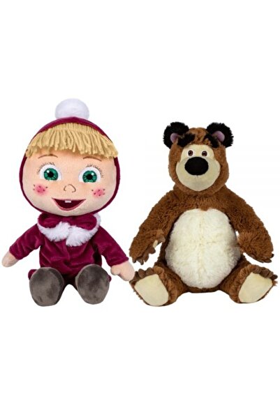 odjas *Set de 2 jucarii de plus Masha cu haina 26 cm si ursulet 25 cm