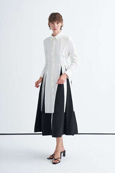 EBU Prive Women's Contrast Shirt Dress Ecru