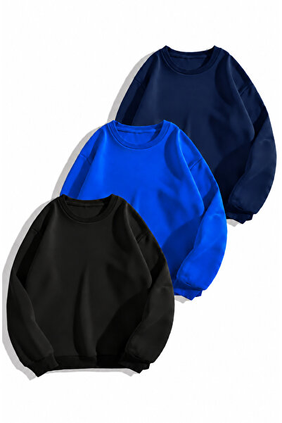 Karatopak 3-Pack Two Threaded Cowl Neck Oversize Unisex Sweatshirt
