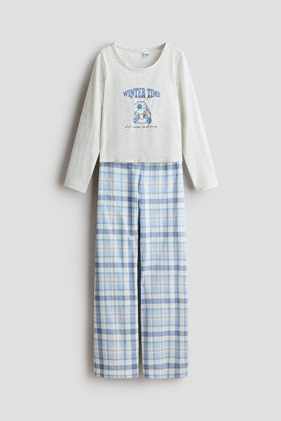 H&M Pamuklu ve Baskı Motifli Pijama Takımı