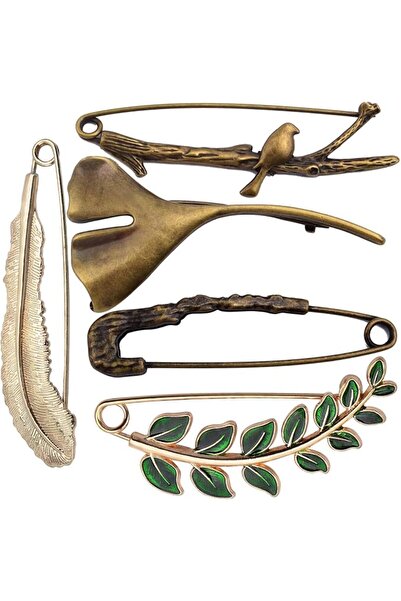 Paporich 5 قطع 5 أنماط دبابيس أمان كبيرة جدًا من سبيكة عتيقة، دبابيس أمان شدي...