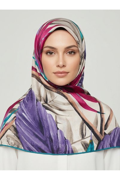 Generic Brand وشاح نسائي باللون الأرجواني الفوشيا بنمط استوائي