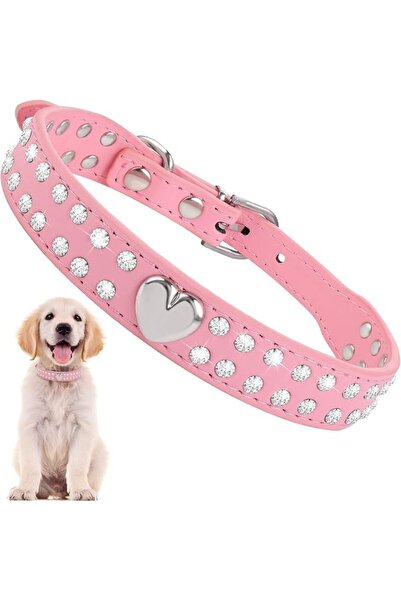 ASKIND Bling Crystal Dog Cat Collars, Rhinestone Cat Collar, PU Leather Colla...