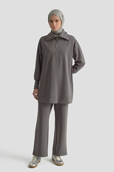 Armine Shawl Collar Knitted Suit Anthracite