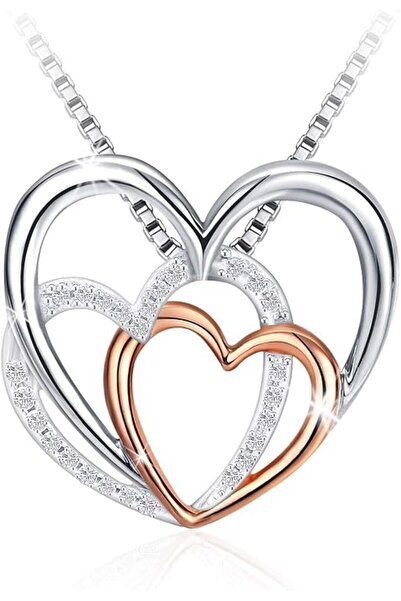 GENERAL Rac Women's Necklace 925 Sterling Silver 18K White Gold Plated Rhines...