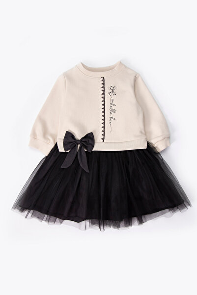 Bebetto Three Strap Dress (Bella Bow) Beige