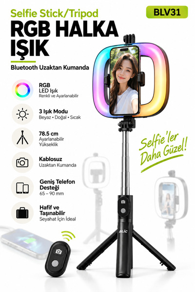 Blic SELFİE STİCK TRİPOD RGB RİNG LİGHT