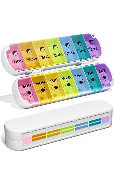 SYOSI Foldable Weekly Pill Organizer 2 Times a Day, Magnetic Moisture Proof 7...