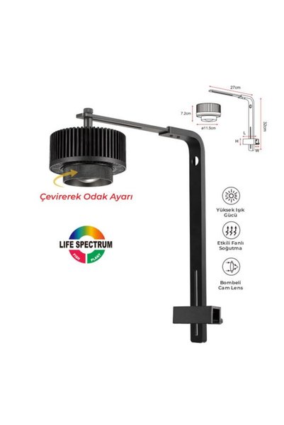 CoCo 38W Odak Ayar Led Akvaryum Aydınlatma 115x72 Mm