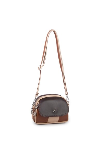 Nas Bag Women's 3-Compartment Mini Cross Shoulder Bag Sand Brown Tan