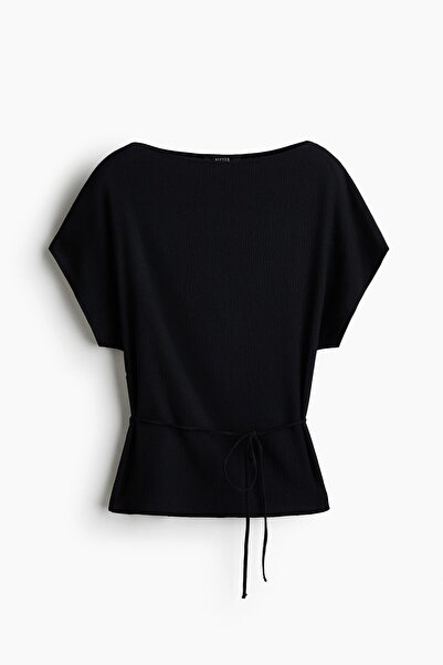 H&M Kuşaklı Tekstüre Üst