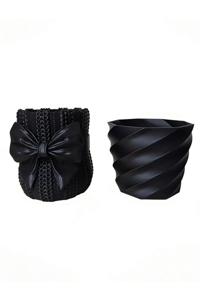 OEM Set 2 Mini Vaze Decorative Textură Tricotată cu Fundiță și Design Spirala...