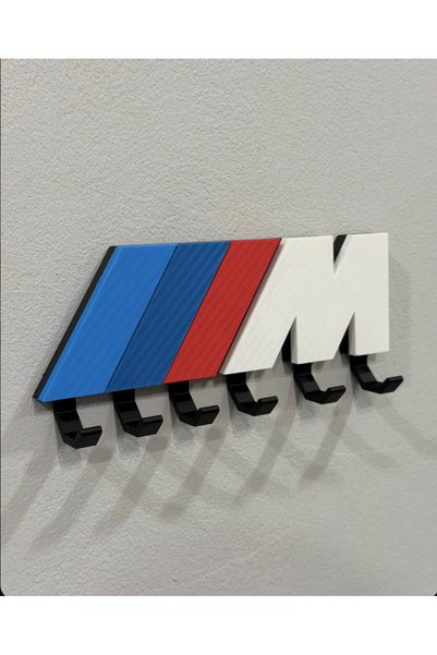 ESFİL Bmw m Power 3D Wall-Mounted Key Holder Hanger - 6 Hooks Entryway & Office Decor for Car Lovers