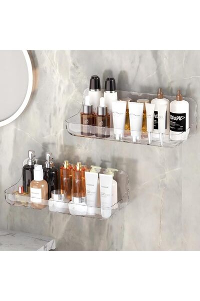 GENERAL Transparent Acrylic Shower Shelves - Self-Adhesive Bathroom Organizer...