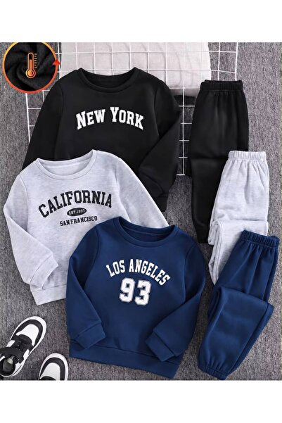 MORNİNG KİDS Kız-Erkek Çocuk 6 Parça BİSİKLET YAKA Şardonlu Newyork-Californi...