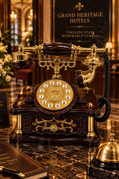 MOBEE Nostaljik Antika Görünümlü Dekoratif Telefon Figürü Müzik Kutusu 21x22 ...