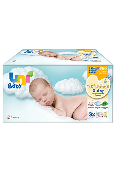 Uni Baby Yenidoğan Islak Pamuk Mendil 3 x 40 Adet