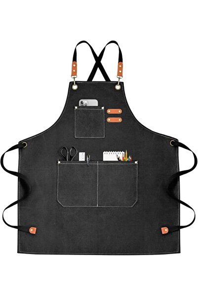 Ofrdncy Aprons for Men Women with Large Pockets,Canvas Cross Back Heavy Duty ...