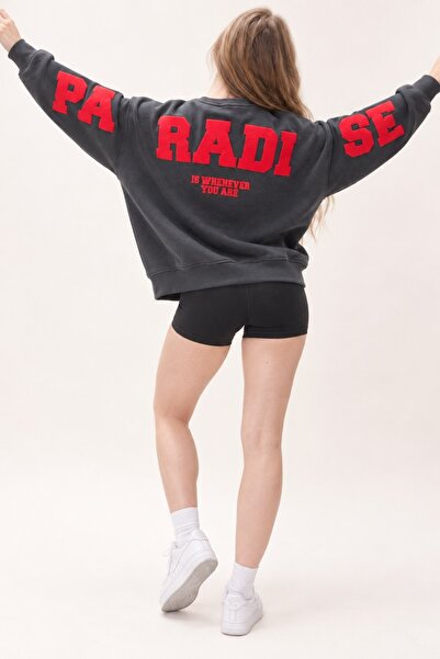 The Champ Clothing Γυναικείο φούτερ oversize Paradise Varsity με ανάγλυφο σχέ...