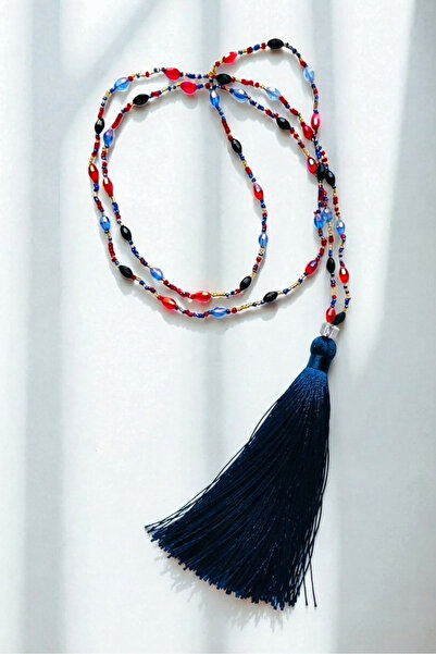 PETEK AKSESUAR Elegant Crystal Long Tassel Necklace