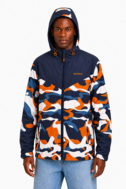 Bad Bear Uphill Lacivert Kamuflaj Desenli Kapüşonlu Erkek Rüzgarlık