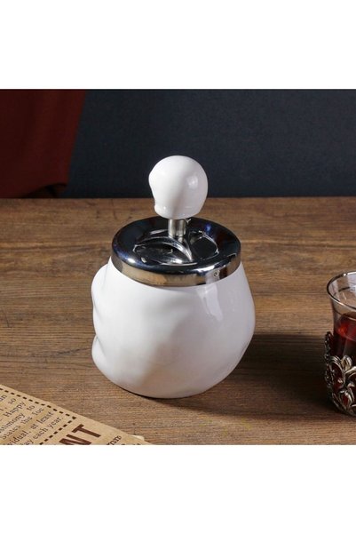 Çılgıntrend Scrumieră ceramică cu design Craniu de Schelet - Scrumieră anti-miros cu sistem Push-Pull