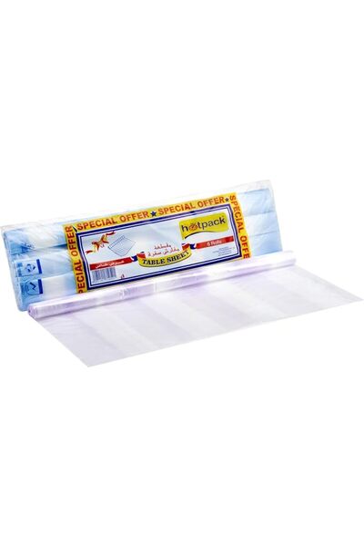 Hotpack غطاء طاولة يستخدم لمرة واحدة، لفائف بلاستيكية للطاولة، عبوة من 6 لفائ...