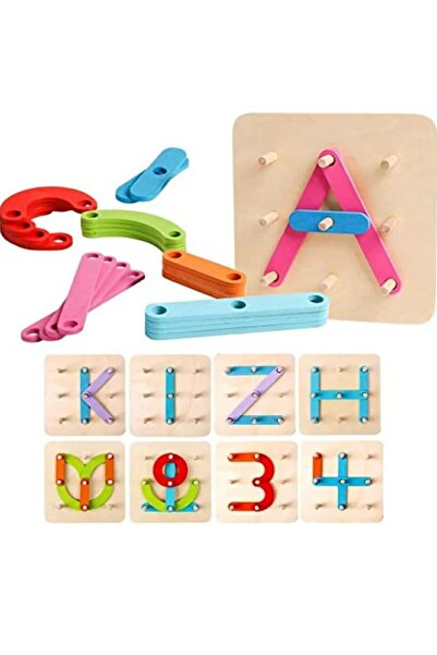 OEM Placa îndemânare geoboard din lemn Montessori, cifre si litere