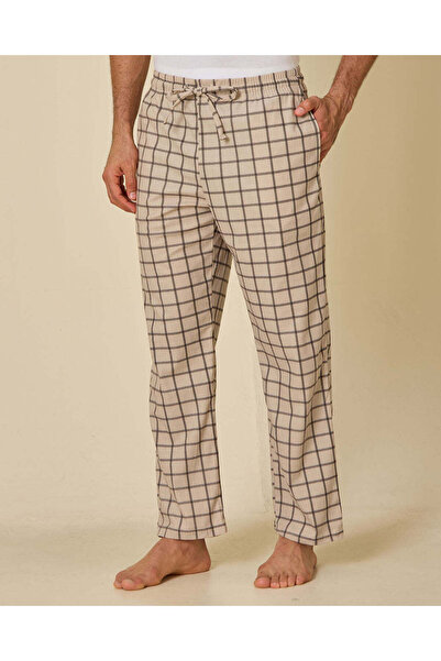 REDTAG Men Beige And Black Checked Pyjama Bottoms
