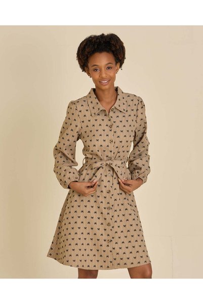 REDTAG فستان سكيتر بيج مطبوع بفيونكة للفتيات الكبيرات