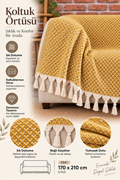 LADYNİL Star Border Sofa Cover |   Sofa Throw 170X210 |   Cotton