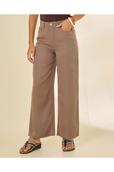 REDTAG Women Beige Wide Leg Pants