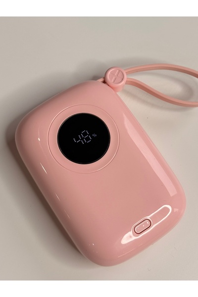 VİALUNA 10.000 mAh Çift Kablolu Powerbank – Type-C & Lightning - Pembe