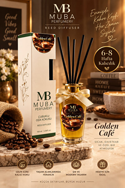 Muba Perfumery Golden Café Premium Çubuklu Oda Kokusu 100 ml – Yoğun Kahve Ar...