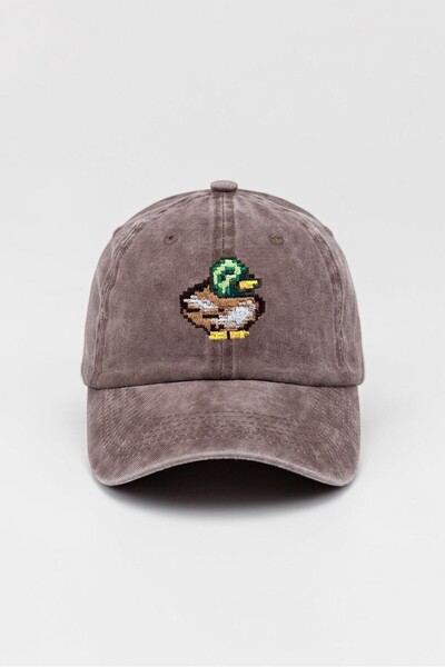 ŞapkaMania Brown Stardew Valley Duck Embroidered Washable Vintage Unisex Base...