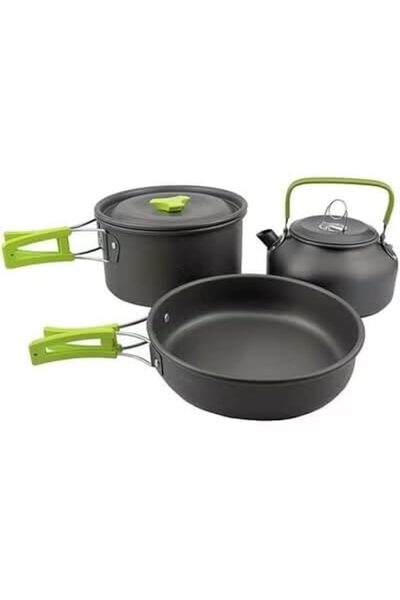 Generic Camping Cookware Mess Kit Campfire Kettle Outdoor Cooking Set for Hik...