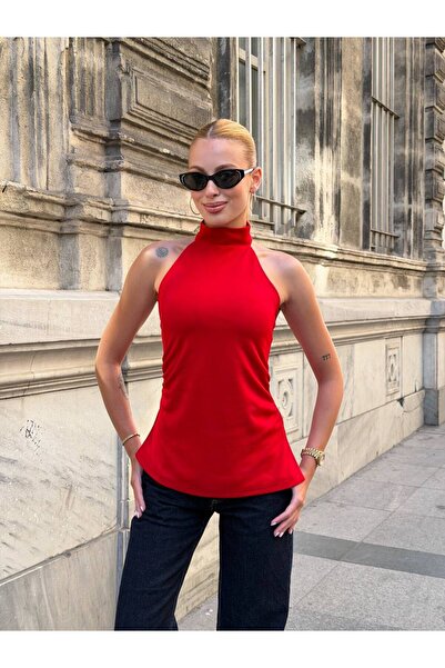 ELBEY Halter Neck Backless Sleeveless Blouse