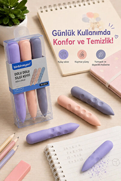 Binbirreyon Silgi Kalem Silgi Seti 3 Adetli Set 100mm Sivri Uçlu VD059