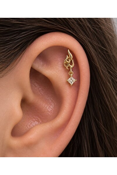 Arescollection 1 ADET ZİRKON TAŞLI TRİBAL MODEL HELİX TRAGUS LOBE FLAT UYUMLU...