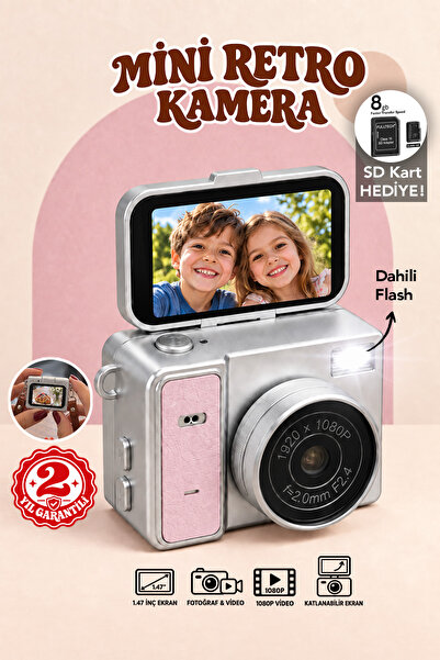 mimtec Retro Mini Dijital Kamera – 1080P HD Katlanabilir Ekran Flaşlı Selfie ...