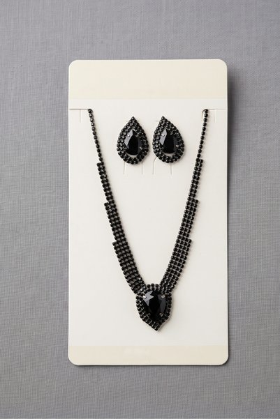 PETEK AKSESUAR Damla Zircon Stone Evening Dress Necklace Earrings Set