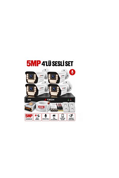 Midcom J-TECH K1017 5MP Sesli Renkli Gece Görüşlü 4 Lü Akıllı Güvenlik Kamera Seti – Yüz ve Araç Tanıma