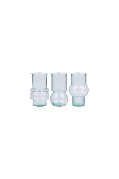 Plastona Σετ γυάλινα βάζα 3 σχέδια 11x17εκ.