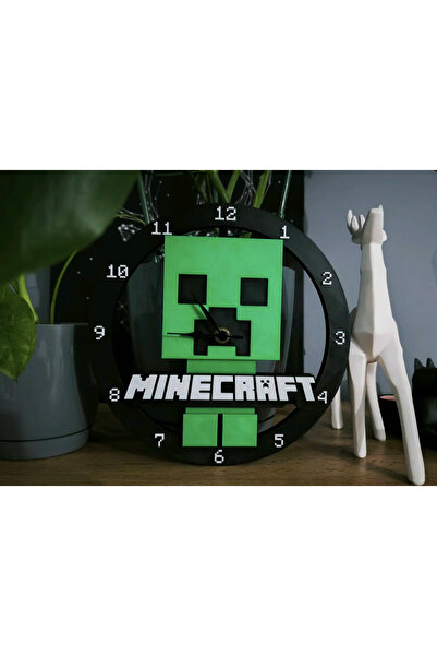 Minecraft Creeper 3D Duvar Saati - Oyuncu Odası ve Gamer Setup Dekoratif Plastik Saat