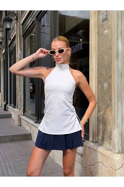 ELBEY Halter Neck Backless Sleeveless Blouse