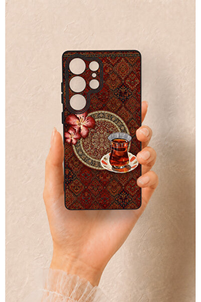 Vip Case Samsung S25 Ultra Uyumlu Halı ve Çay Desenli Silikon Kılıf