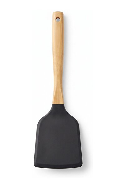 Kömür Bambu Saplı Silikon Açılı Spatula
