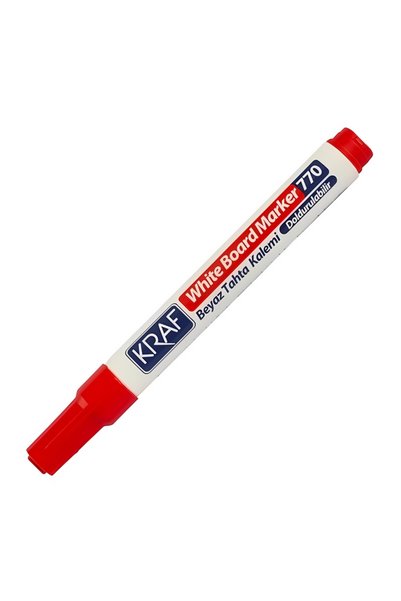 KRAF 770 Beyaz Tahta Kalemi, Kırmızı, Doldurulabilir, Uzun Ömürlü