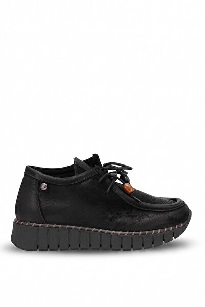 Mammamia D26Ka-3235 Women's Genuine Leather Casual Shoes Black